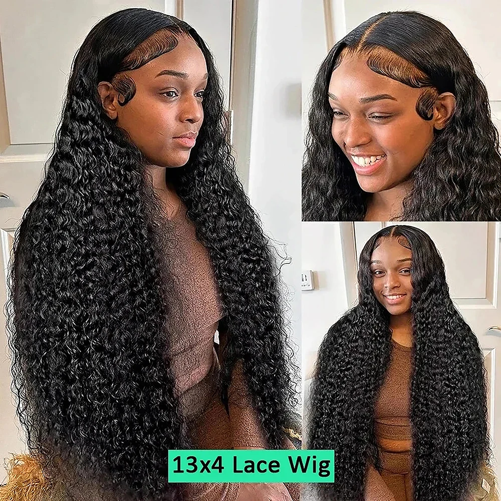 

34 inch Deep Wave Lace Front Wigs Human Hair 13x4 Transparent Lace Frontal Curly Wigs for Women Human Hair Wigs Pre Plucked with