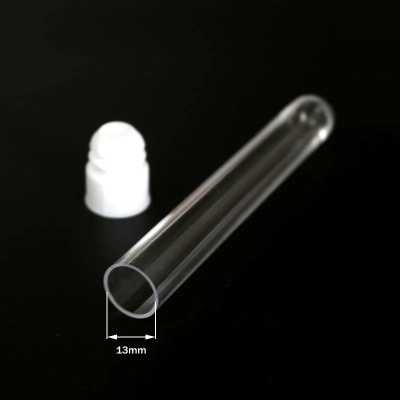 Tubo de ensayo duro de plástico transparente con tapa, herramienta de laboratorio escolar, botella redonda, 15x100mm, 10 unidades por juego