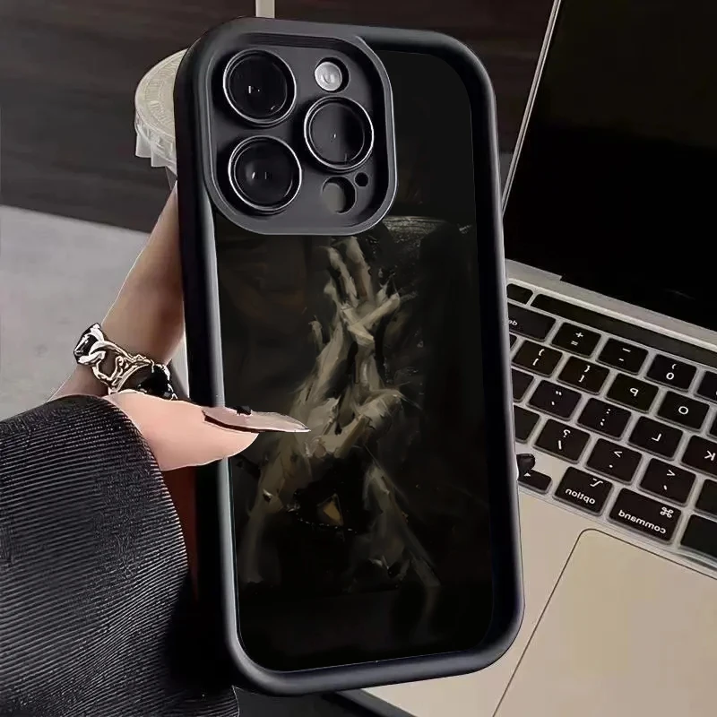 Oil Painting Two Hands Stylish Design Phone Case For iPhone 15 14 Pro Max Plus 11 13 12 Pro Max Mini X XR XS 7 8 Plus Back Cover