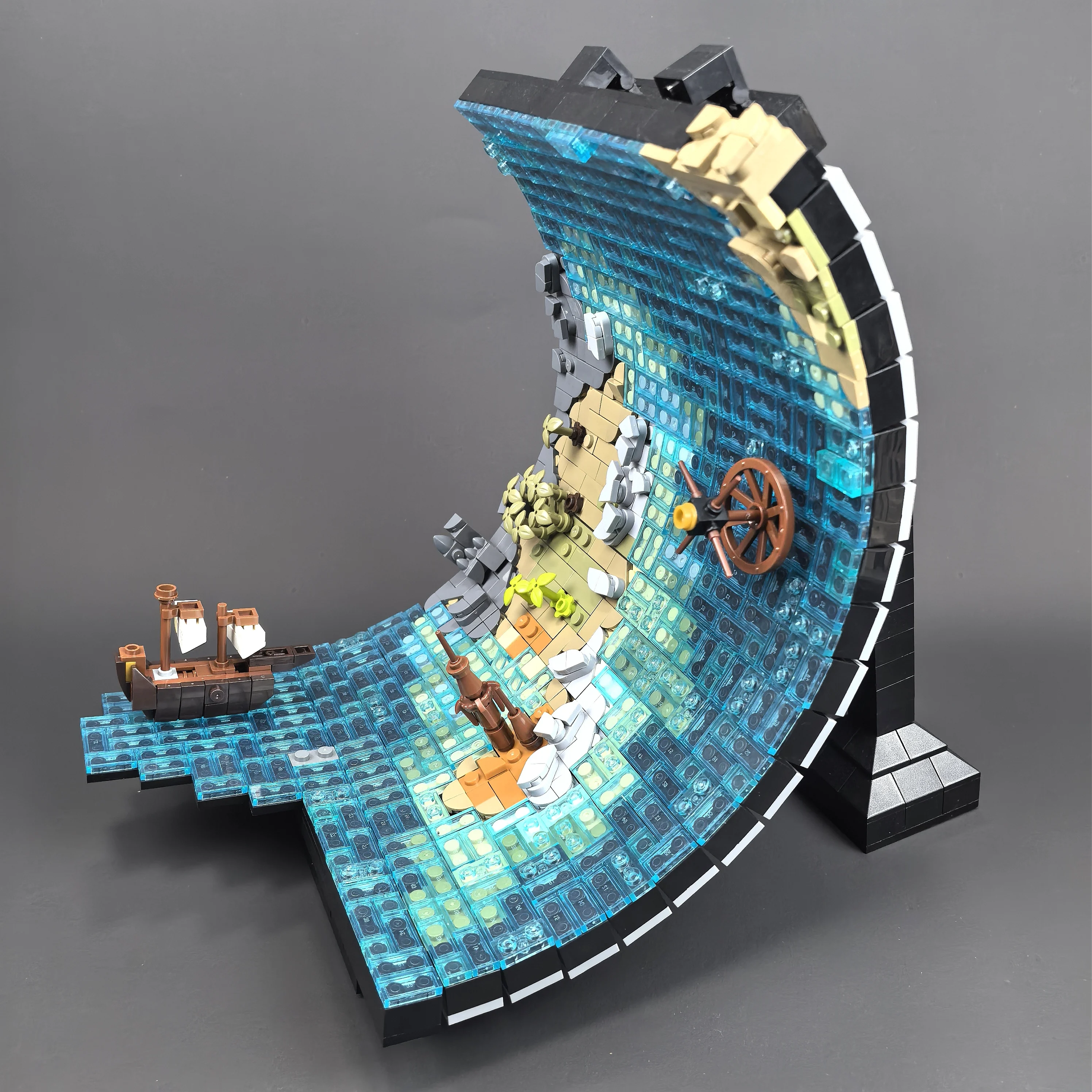 

Gobricks MOC Pirate Ship Big Wave Building Blocks Medieval Pirate Ship Sea Adventure Bricks Assembly Toys Children Educate Gifts
