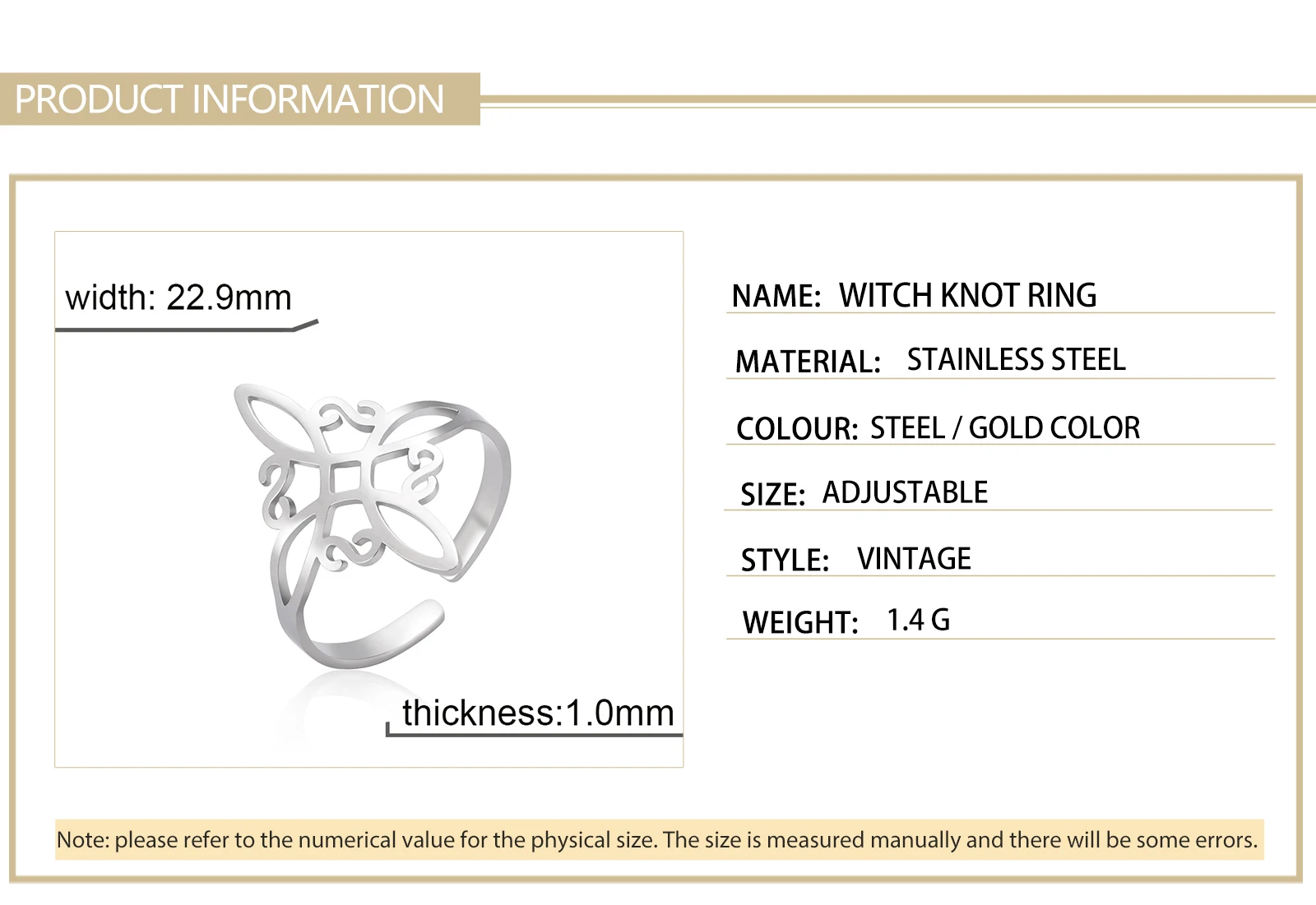 Skyrim Hexenknoten-Ring für Frauen, Edelstahl, verstellbar, offene Fingerringe, 2025, neuer Hexerei-Amulett-Schmuck, Geburtstagsgeschenk – Detail 2