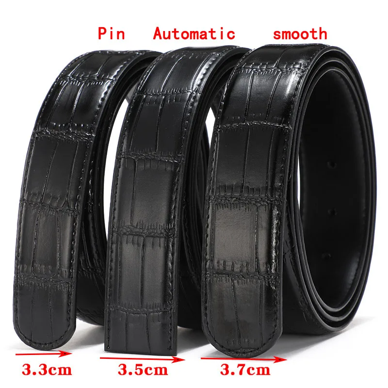 1Pc 33/35/37mm*105-150cm Men\'s Pin Buckles Automatic Smooth Buckle Belt Body Crocodile Pattern Headless Belts DIY Craft Accessor