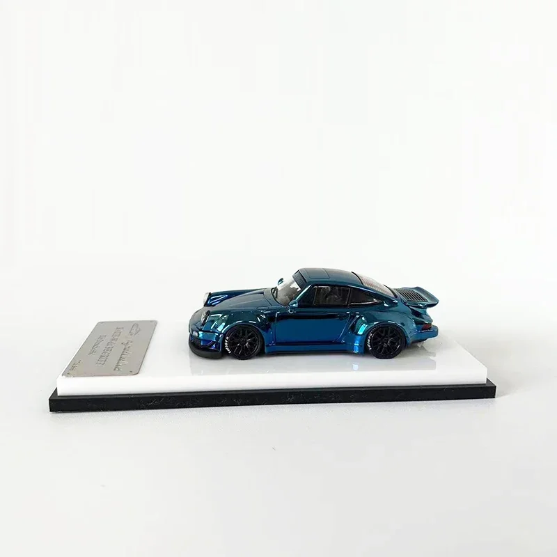 MC 1:64 Model Car RWB 930 Alloy Die-Cast Sport Vehicle GT Wing Display Gifts -Chrome Blue