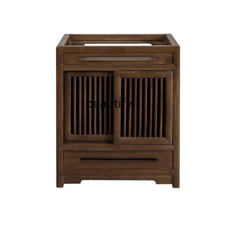 New Chinese-style Zen tea cabinet, simple living room, black walnut furniture, elm tea edge cabinet