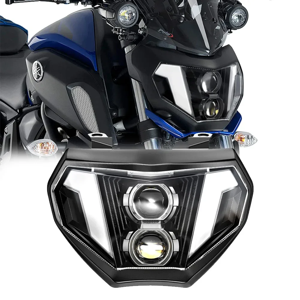 Pop E-Mark Motorcycle LED Headlamp Assembly DRL Headlight For Yamaha MT07 MT09 FZ09 2014-2019 Waterproof IP67