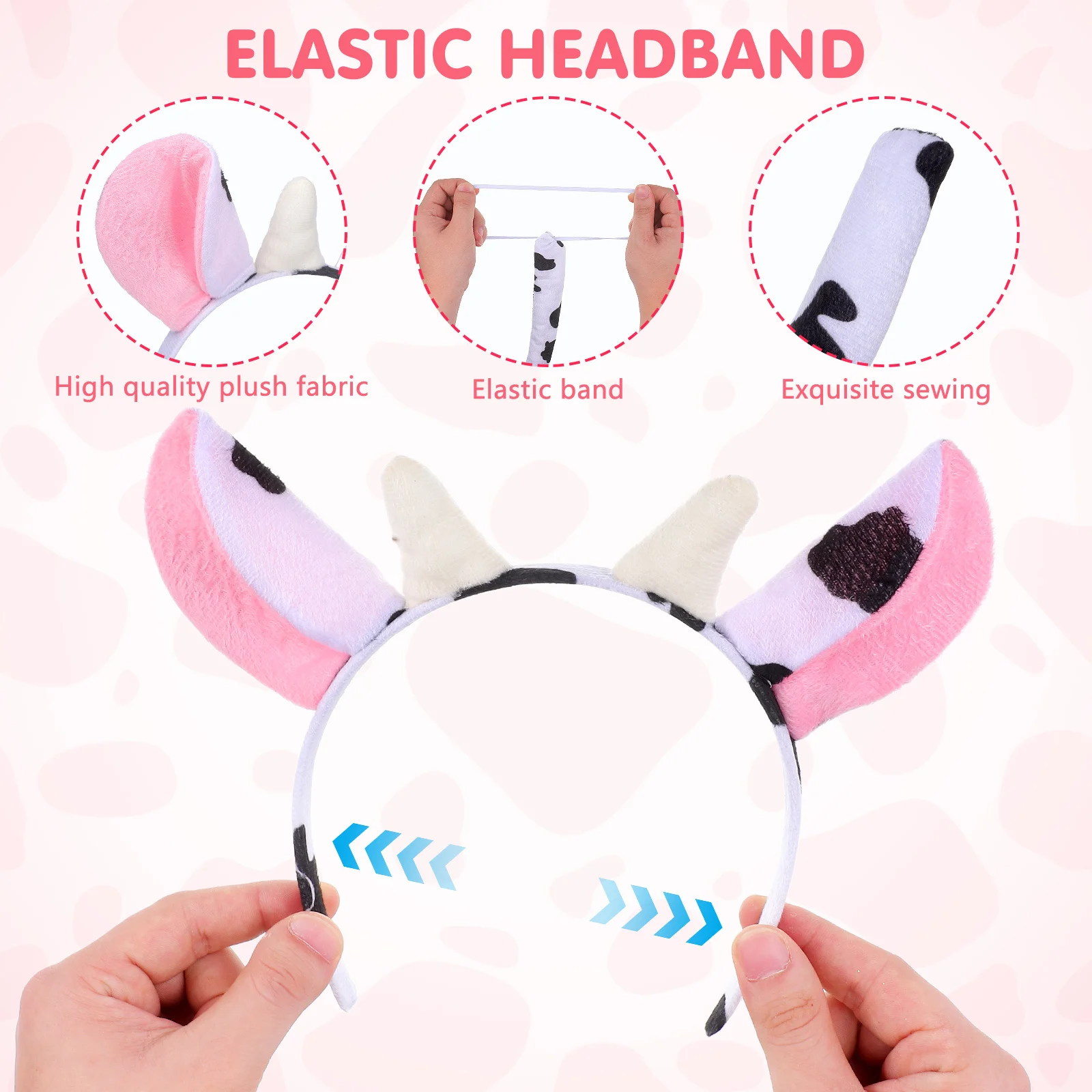 3Pcs Cow Ears Tail Bowtie Set Comfortable Material Halloween Costume Prop Carnival Cosplay Party Halloween Costume