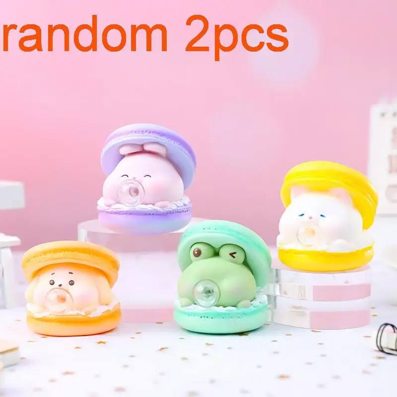 2Pcs Macaron Burger Bubble Blower Stress Relief Toys Creative Cartoon Pinch Office Ornaments Decompression Gifts for Children