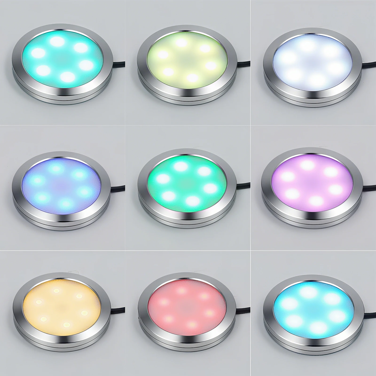 DC5V 3W Adhesive RGB Under Cabinet Light 24Key Remote Control 1/2/4/6 Lights Dimmable Ceiling Lighting for Kitchen Wardrobe Room