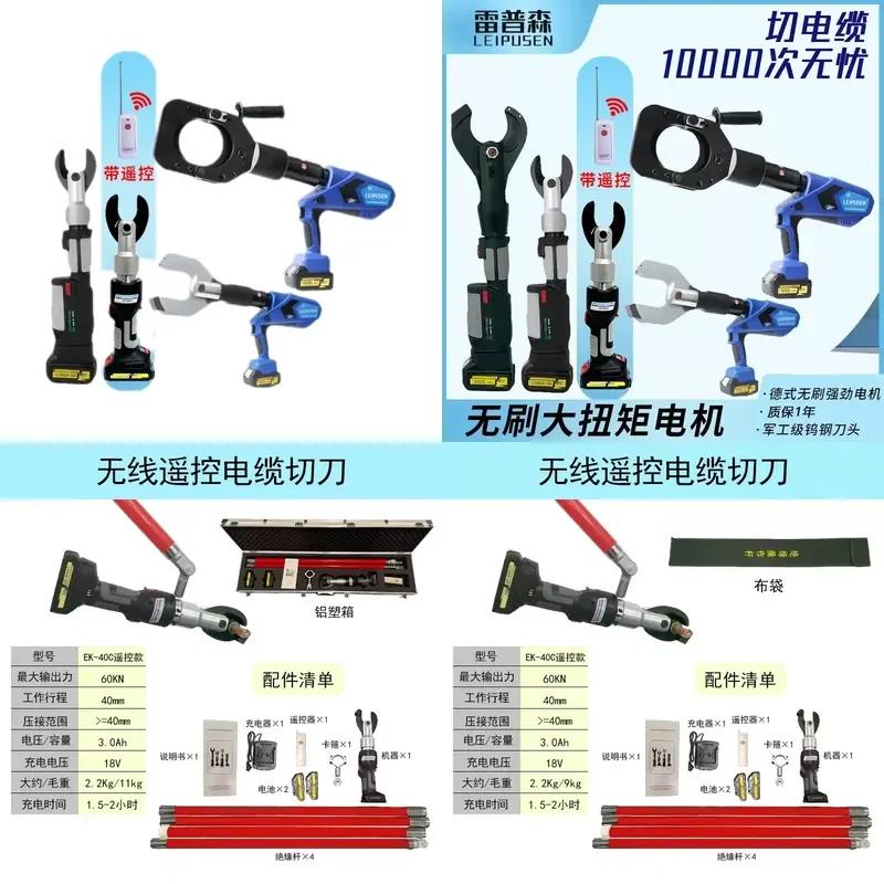 Wireless Remote Control Cable Cutter Hydraulic Bolt Cutter Electro-Hydraulic Rechargeable Two-in-One for Heavy Duty Cutting