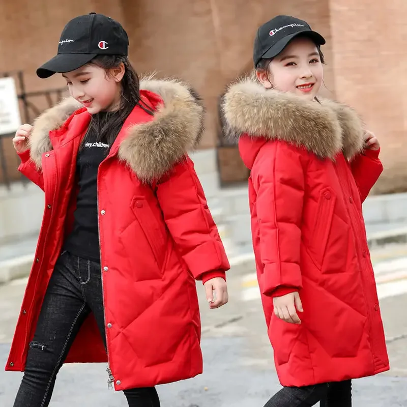 

2022 NEW Jacket for Girls Hooded Warm Children Girl Winter Coat 4 12 14 Years Kids Teenage Girls Clothing Cotton Parka Outerwear