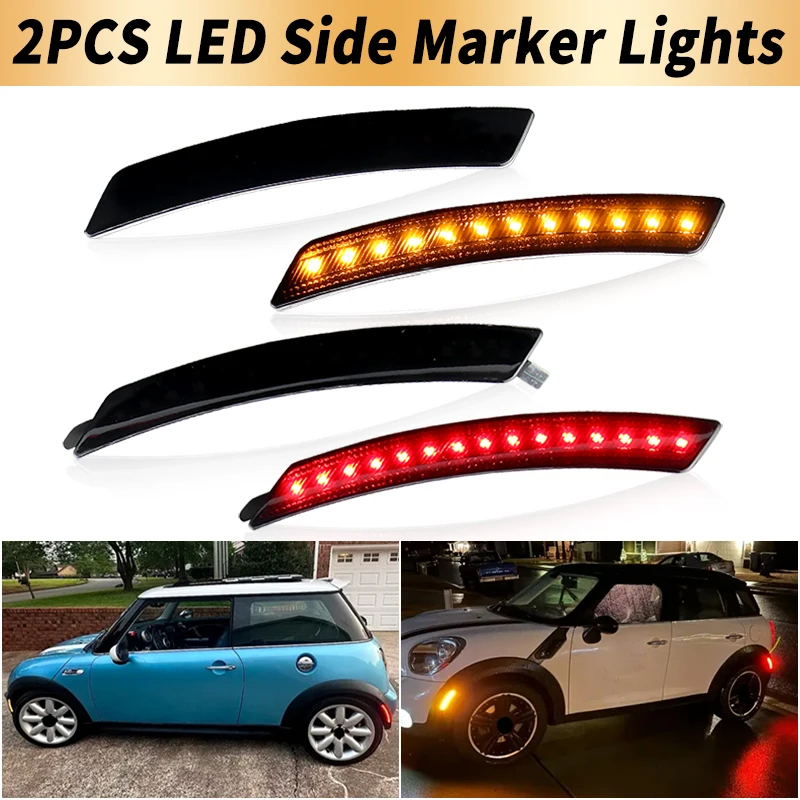 

4PCS Front Amber Rear Red LED Side Marker Turn Signal Lights Canbus For Mini Cooper R56 05-10 LCI 09-13 R55 06-10 R57 07-10 R58