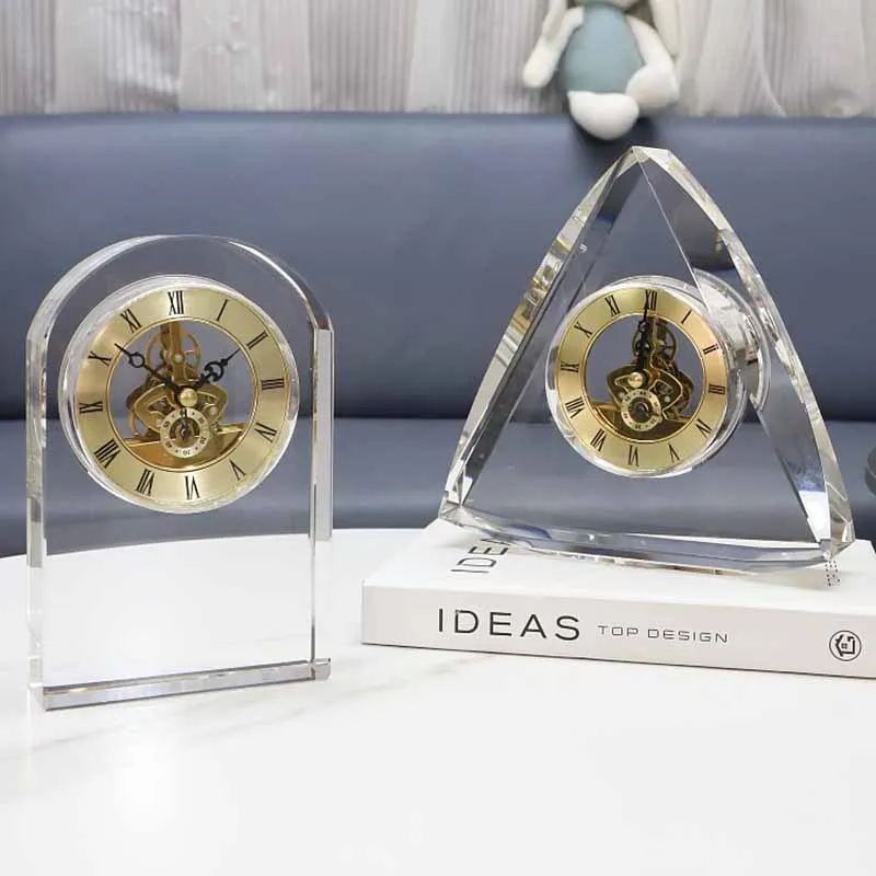 

Vintage Design Desk Clocks Crystal Transparent Table Clock Bedroom Living Room Desktop Clock Decoration Watches Home Ornaments
