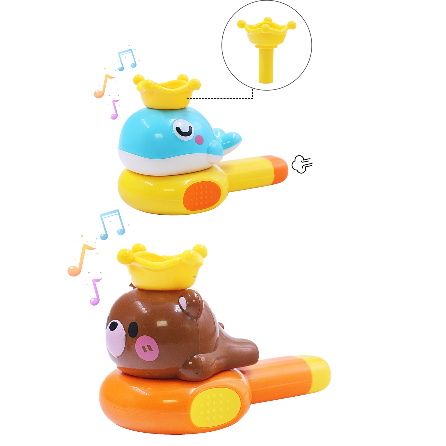 Children's cartoon blowing floating ball cute and fun little whale brown bear horn whistle oral training blowing music