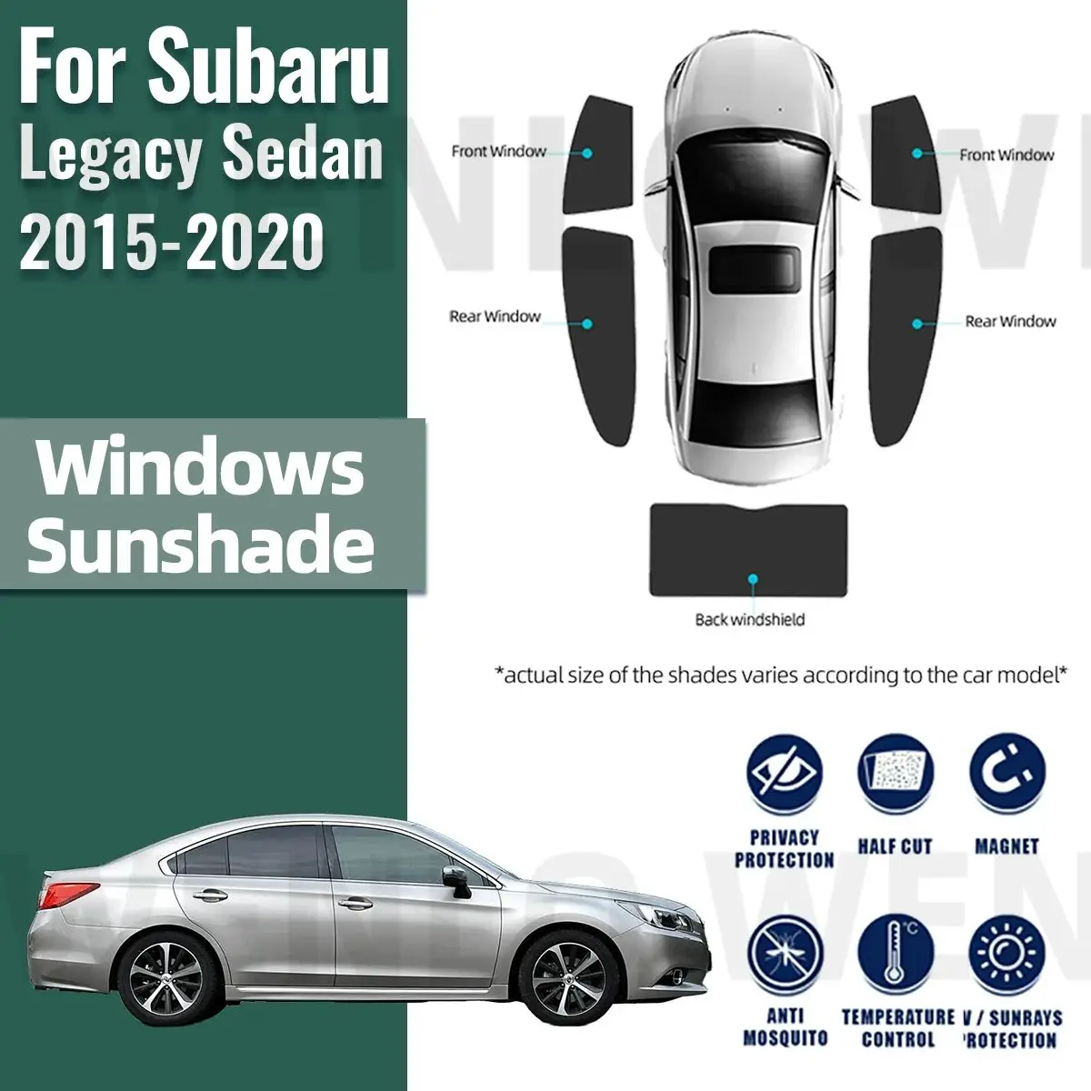 

For Subaru Legacy Sedan 2015-2020 Side Window Sun Shade Visor Magnetic Car Sunshade Front Rear Windshield Frame Curtains Shield