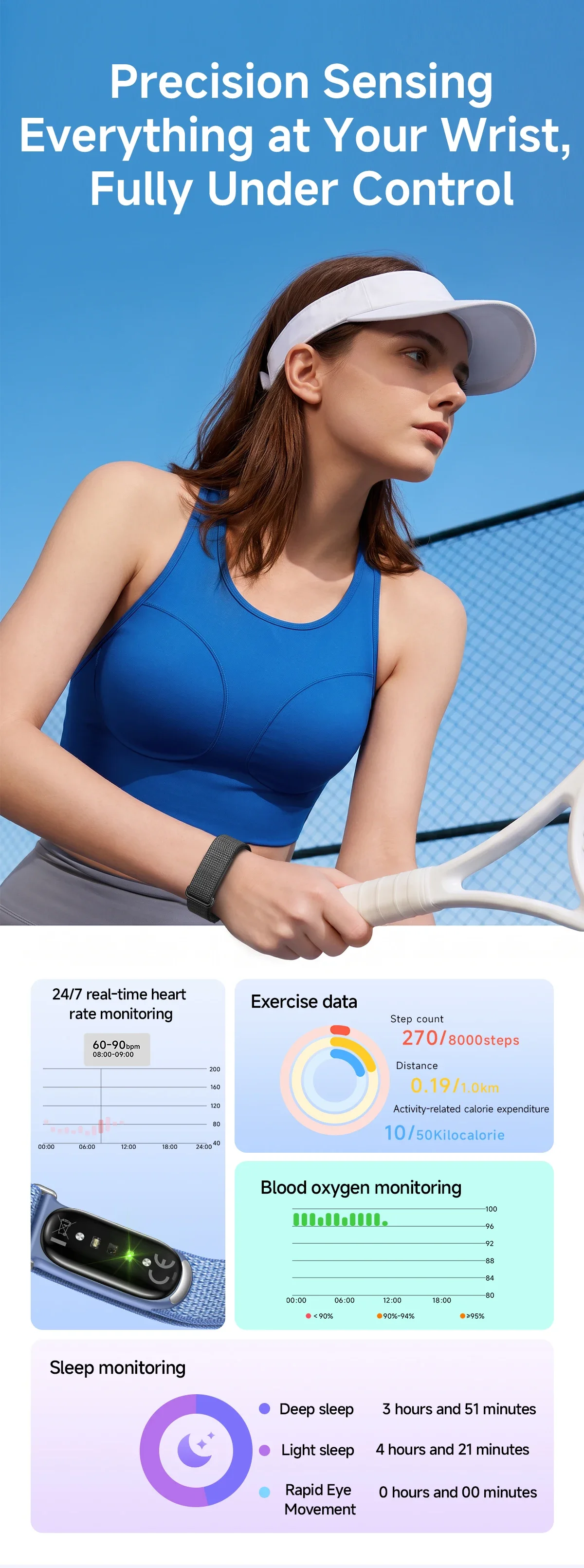 2026 Neues VWAR AIR Ultra Smart Band 20 Tage Akkulaufzeit 1ATM Wasserdicht 24/7 Herzfrequenz Stress Schlaf Fitness-Tracker Smart-Armband – Detail 5
