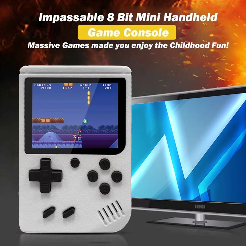 400-in-1 Video Game Console Retro Mini Game Plyer 3.0 Inch Color Pocket TV Game Console Dual Handheld Gamer Player-Blue