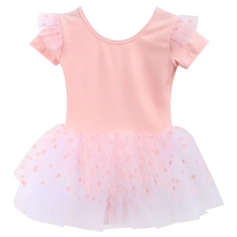 子供用ダンス服、夏用半袖練習着、女の子用バレエスカート