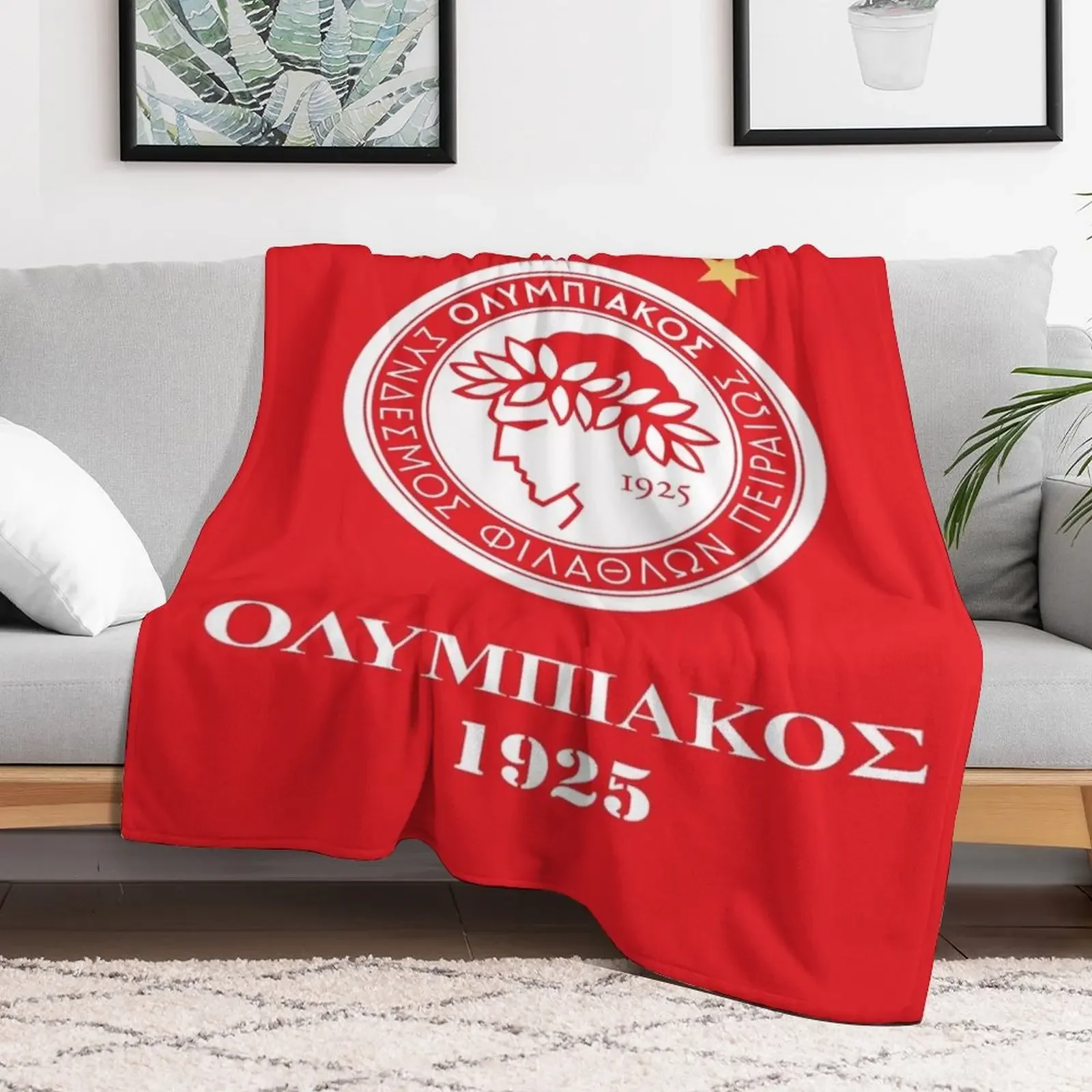 OLYMPIAKOS PIRAEUS FC Throw Blanket Soft Hair Flannels Blankets