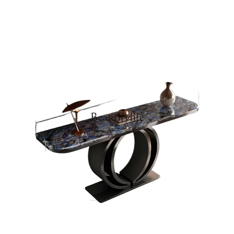 

ls 27Italian high-end entrance table Modern light luxury marble slate entrance platform