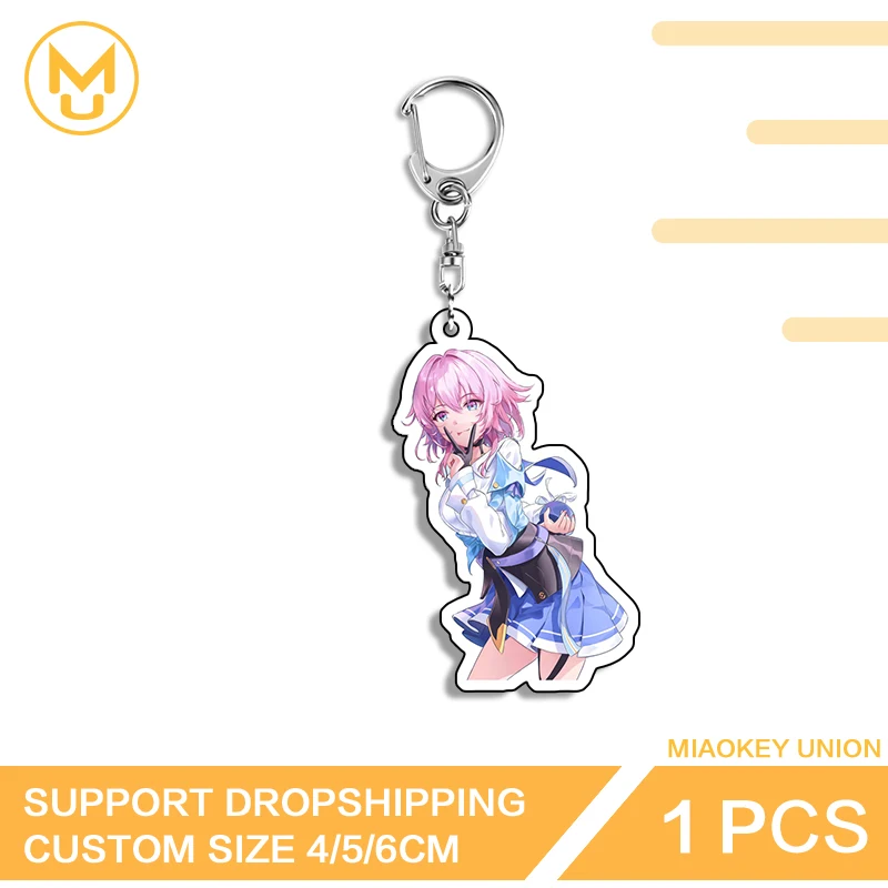 March 7th Acrylic Keyring Honkai Star Rail Game Figure Second Dimension Keyholder Acrylic Stand Without Censorship Toys Hobbies