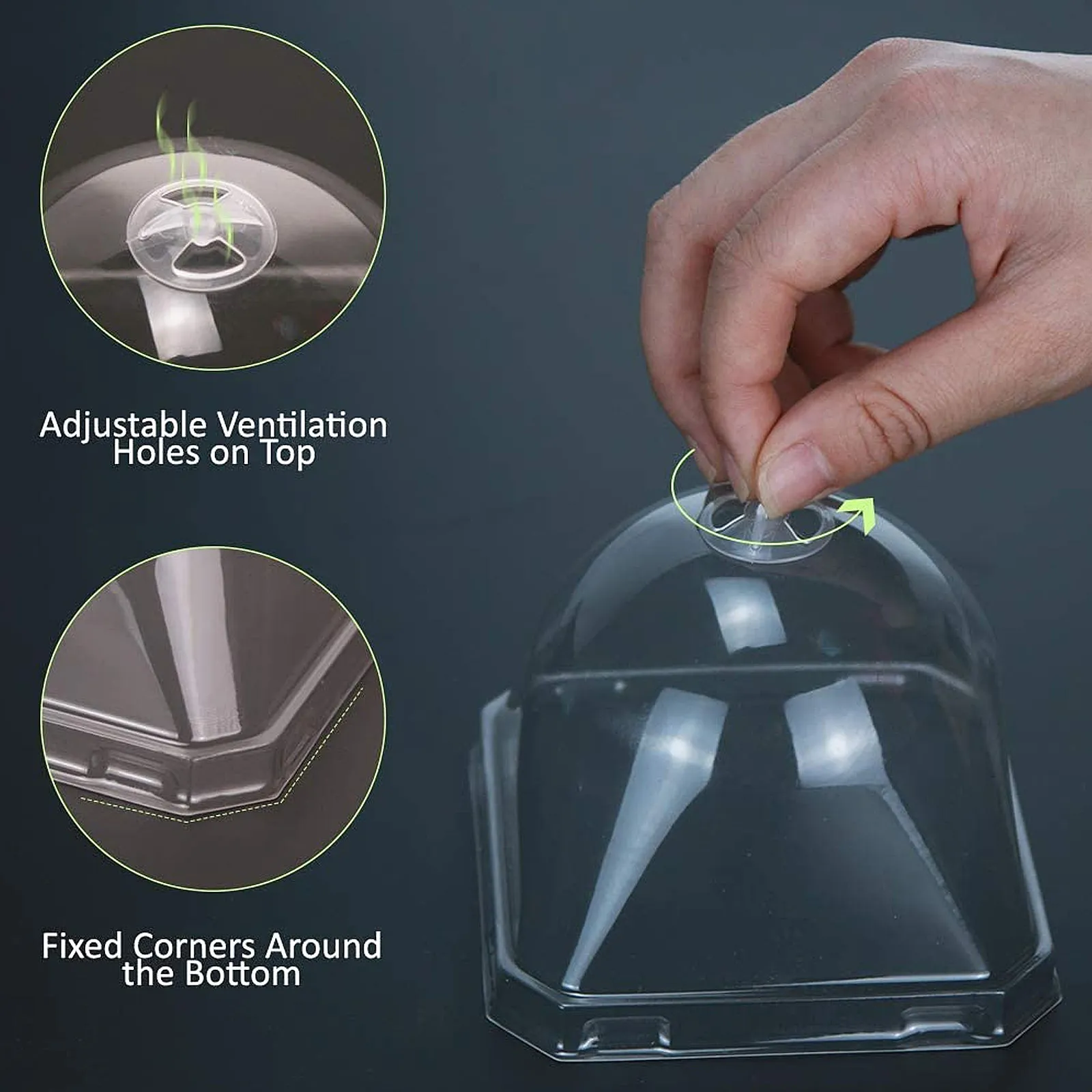 Plastic Plant Cover Transparent Garden Freeze Protection Cloche Seedlings Dome Adjustable Ventilation Humidity Dome Protection