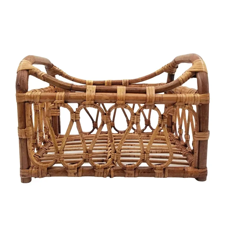 Newborn Photography Props Vintage Bed Woven Rattan Basket Baby Photo Shoot Furniture Posing Chair Photo Bebe Accessories