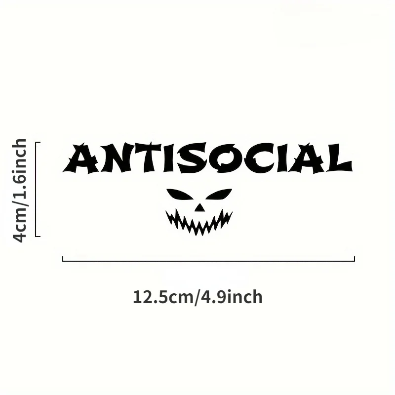 怖いデザインの反社会的ハロウィーンカーステッカー 1 枚 - ガラス、金属、セラミック表面に適しています。