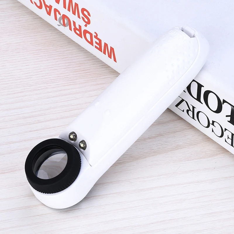 40X Handheld Magnifier Magnifying Glass Loupe Lens for Reading Jewelry Watch Repair Tool with 2 LED Light Dia 21mm Gift