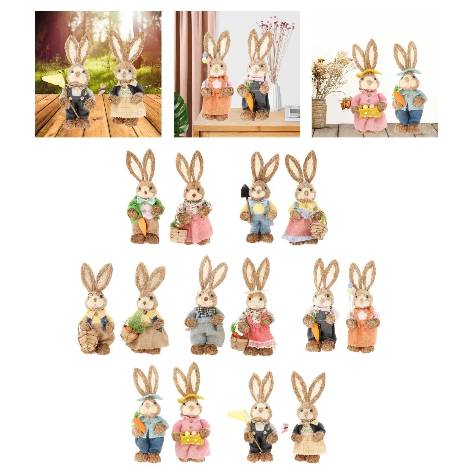 

Straw Decor 35cm Ornament Easter Theme Artificial Decor Supplies Bunny Figurines for