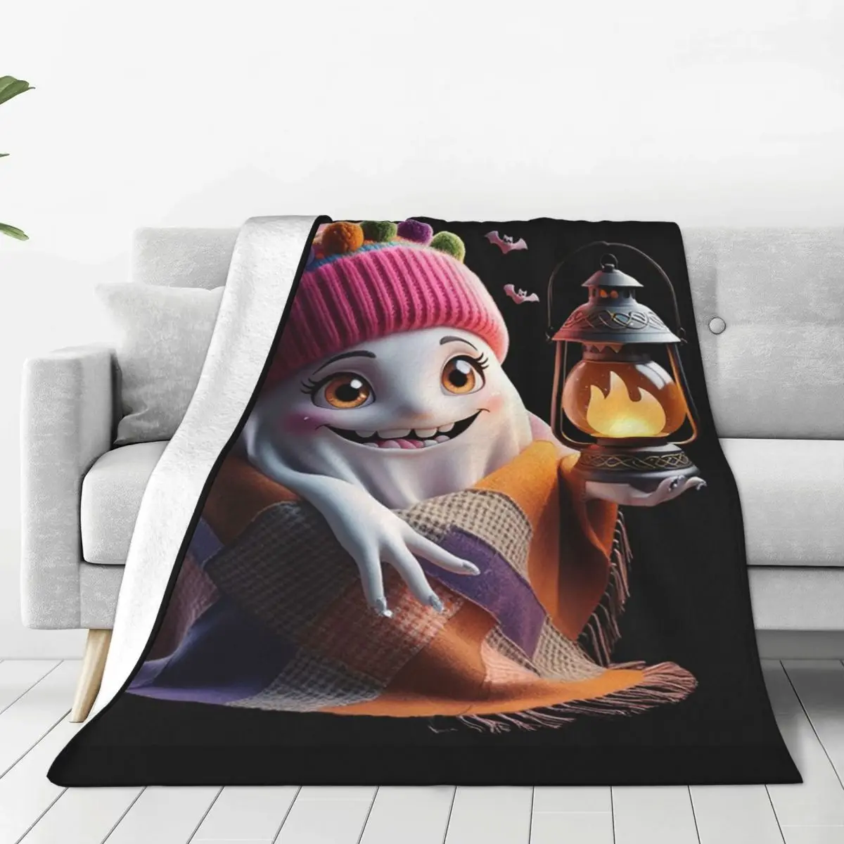 

Halloween Ghost Wrapped In Blanket Holding Lantern Blankets Flannel Sofa Throw Blankets For Home Bedroom Throws Bedspread Quilt