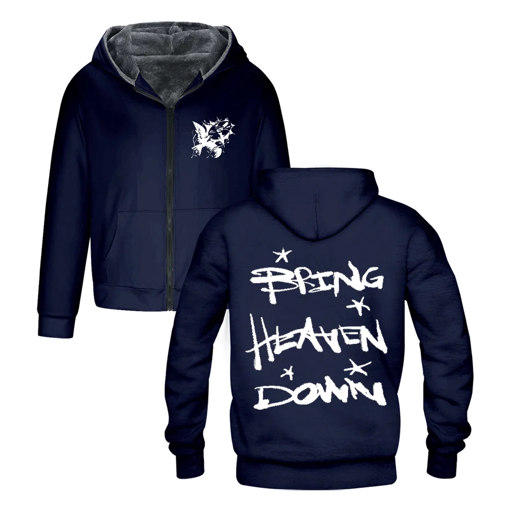 

Мужская хлопковая толстовка Hulvey Bring Heaven Down на молнии, повседневная, с капюшоном, на полной молнии, модная