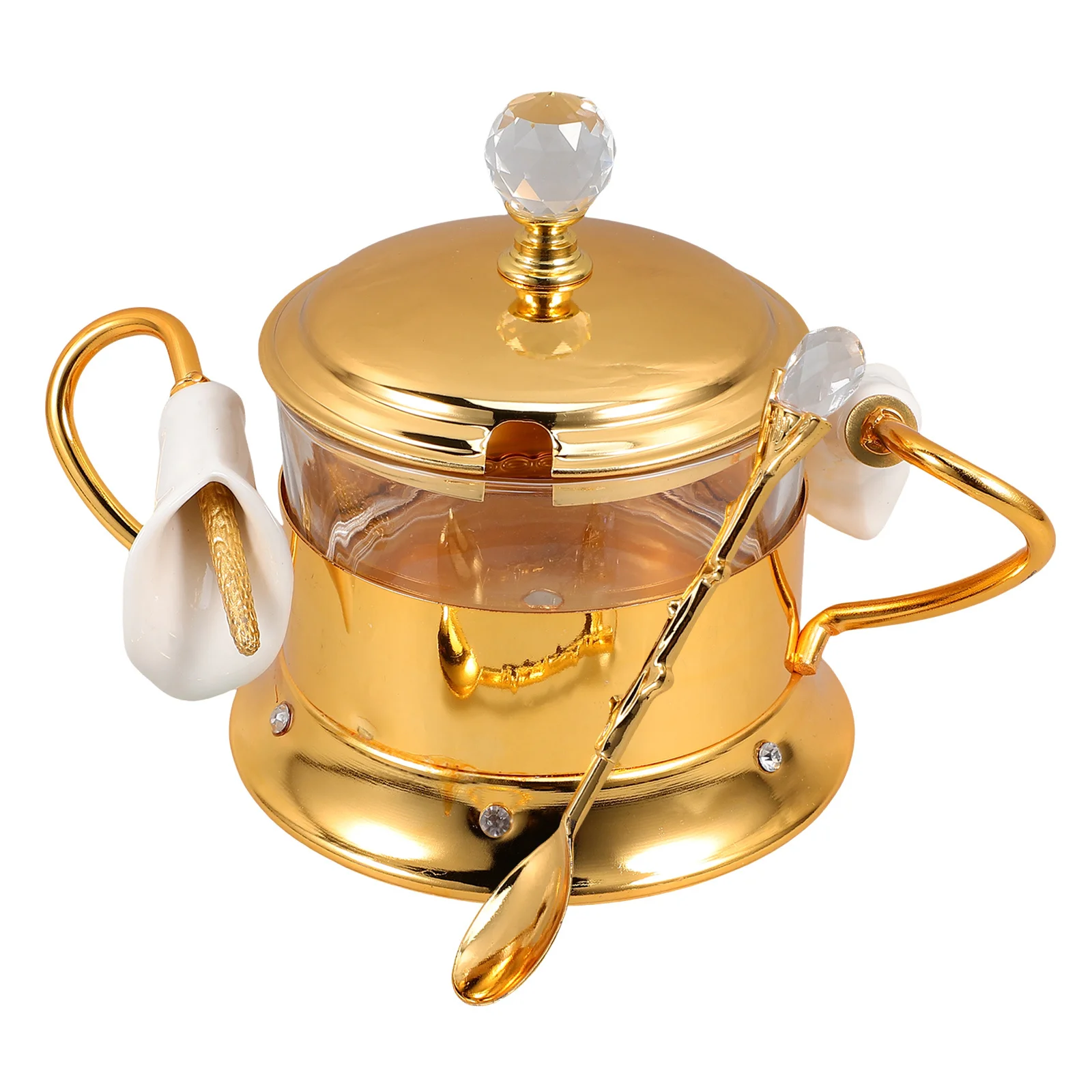 

Metal Glass Sugar Storage Jar Kitchen Canister Container Spice Coffee with Spoon Jars with Lids Glass Cereals Containers