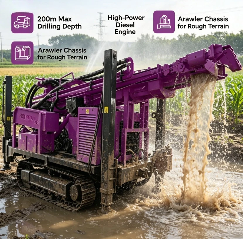 220m Deep Water Well Drilling Rigs Bore Well Drilling Machine Best Price