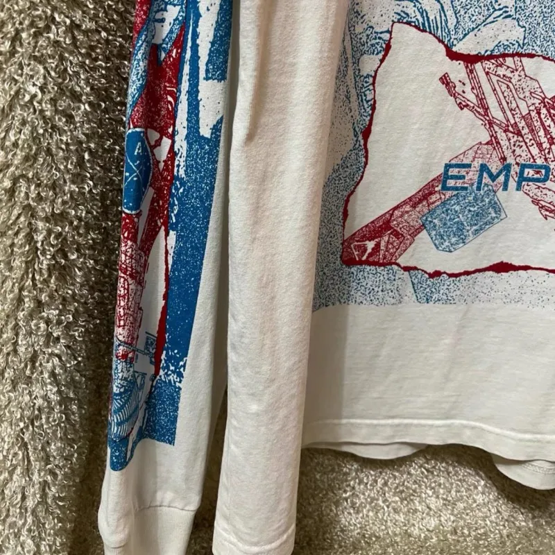 Men Women CAVEMPT T-shirt Pixel Colored Graffiti Abstract Pattern Round Neck Long Sleeve Casual Street Outfit CE Cotton Tshirts
