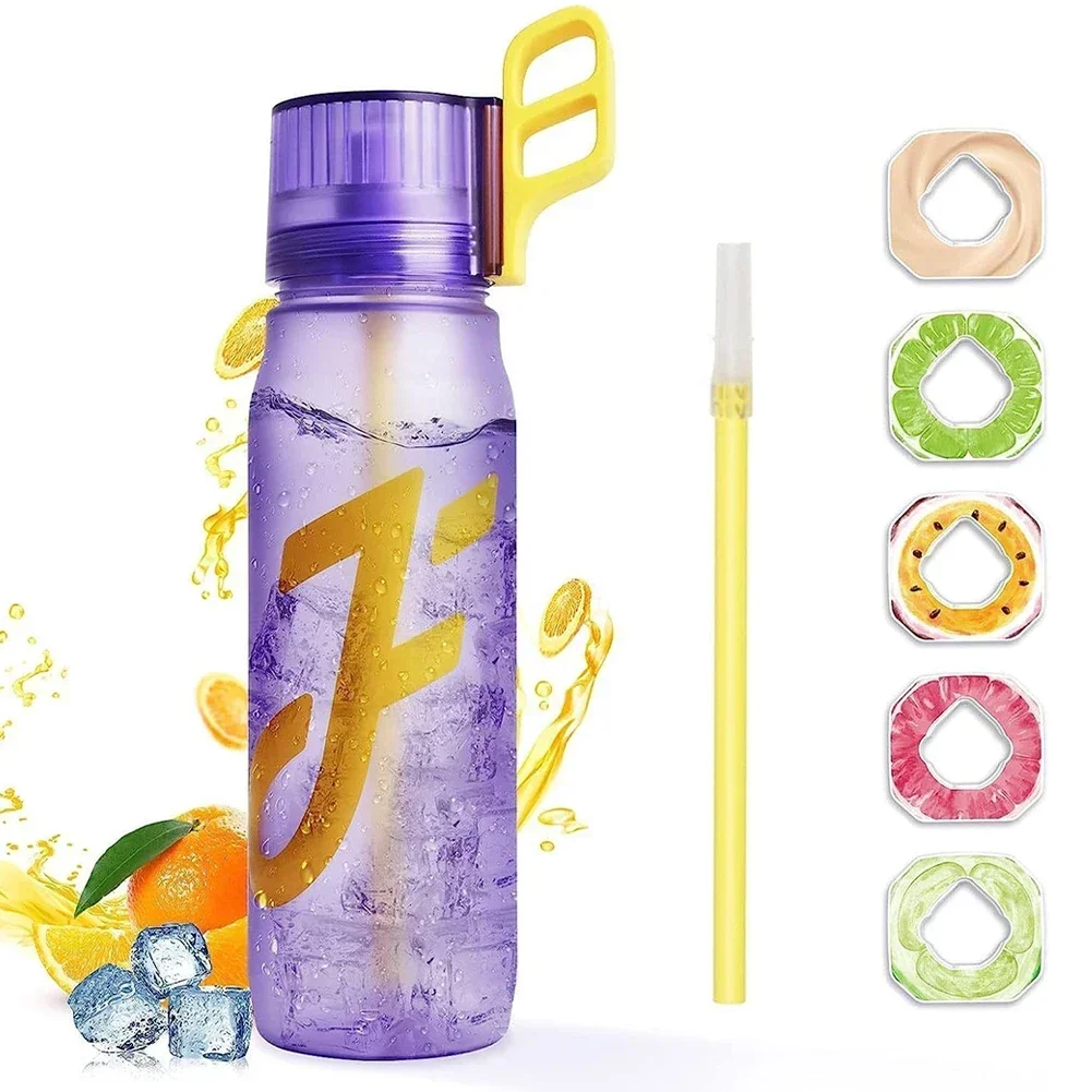 0.65L Flavored Water Bottle with Random 1 Flavor Ring Scent Water Cup Sports Kettle for Outdoor Fitness Running Hiking