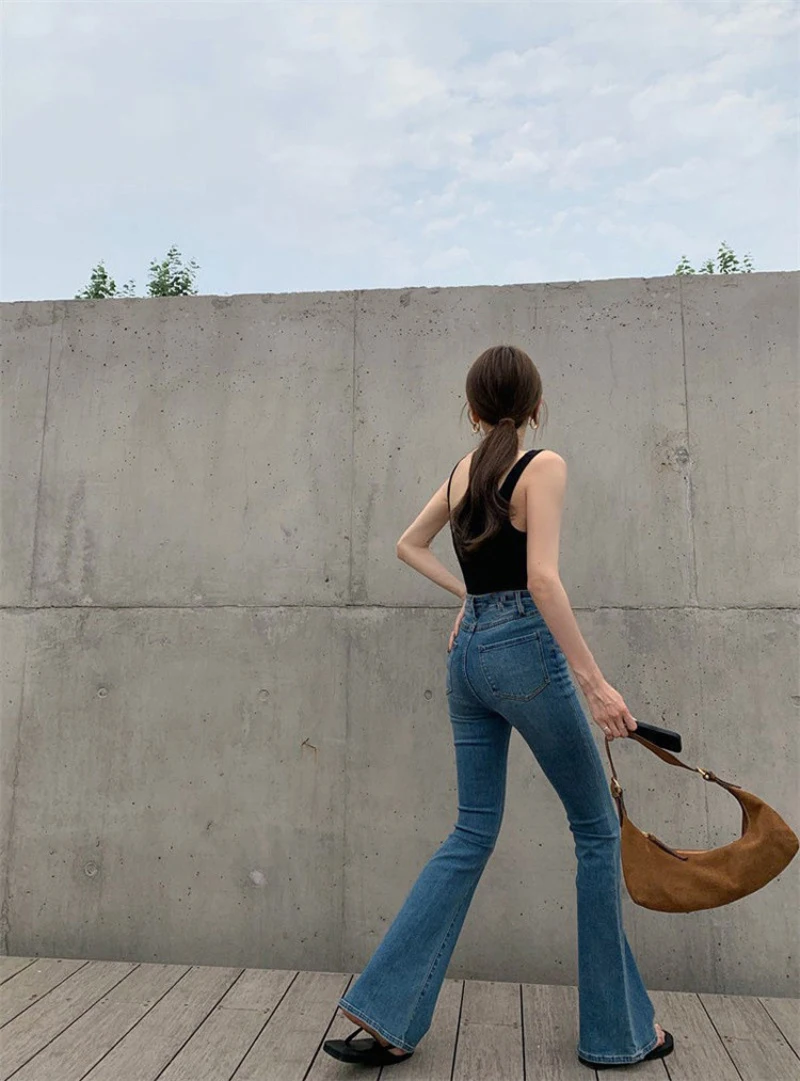 Autumn And Winter New Retro Micro Flared Jeans With High Waist Slim Fit Lifted Hips Wide Legs Flared Jeans For Women