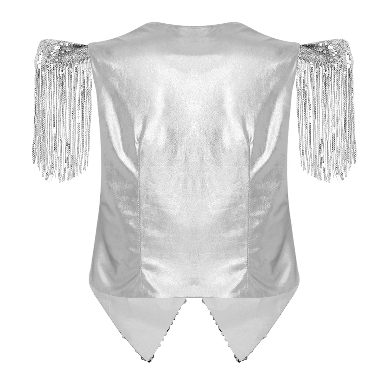 Women Disco Party Shiny Waistcoat Sleeveless Sequins Vests Stage Performance Dancewear Music Festival Fashion Jazz Dance Costume
