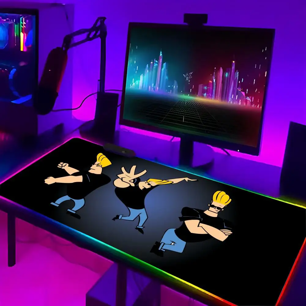 

Johnny Bravo MINISO Коврик для мыши Киберспортивные игроки Светодиодный RGB чехол для клавиатуры Настольный коврик Красочная поверхность Водонепроницаемый компьютерный игровой CS lol