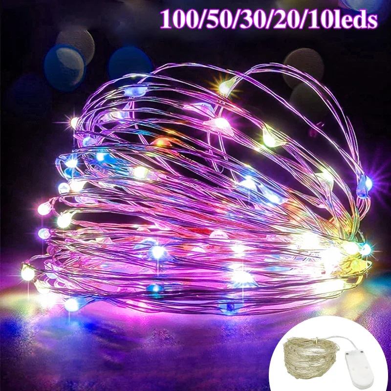 

Button Battery LED String Lights Copper Silver Wire Garland Light Waterproof Fairy Lights Party Decoration for Christmas Wedding