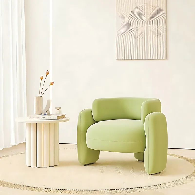 Nordic Light Luxury Sofa Chair, Simple Leisure Single Chair in the Living Room, Cream Style Creative Internet Celebrity