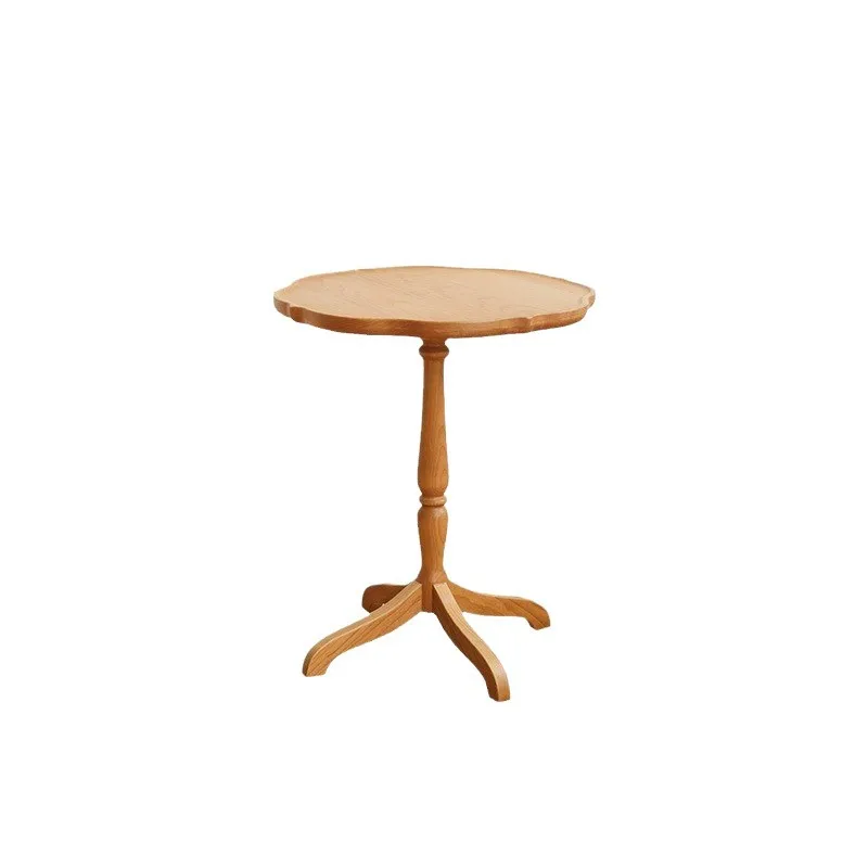 Solid wood small side table, cherry wood balcony rounded corner table, bedside floral coffee table
