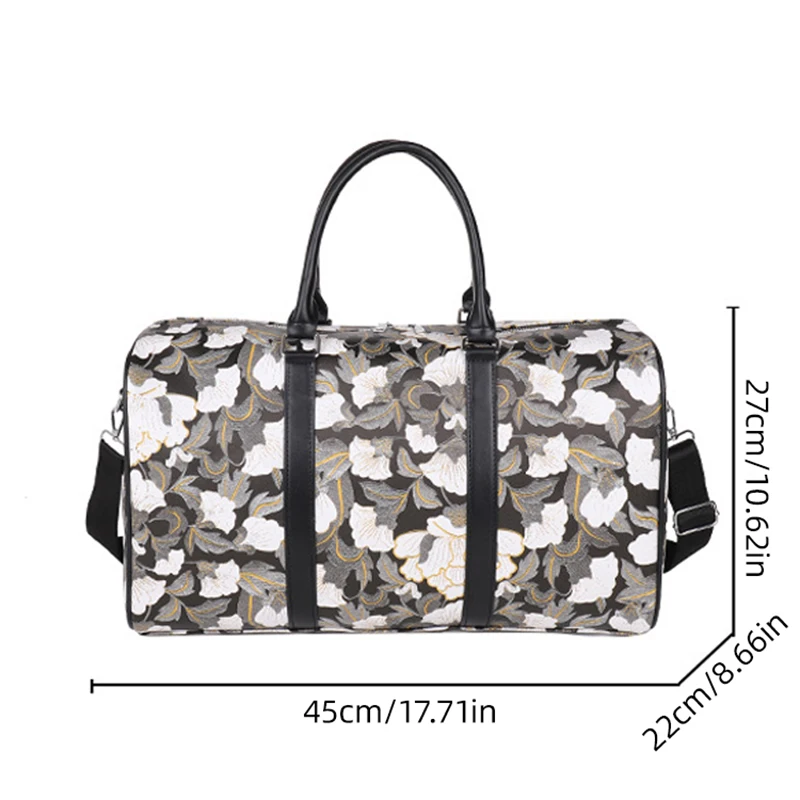 Flower Pattern Travel Duffel Bag Lightweight Short Distance Handbag Outdoor Hikking Sport Gym Bags Large Luggage Storage Satchel