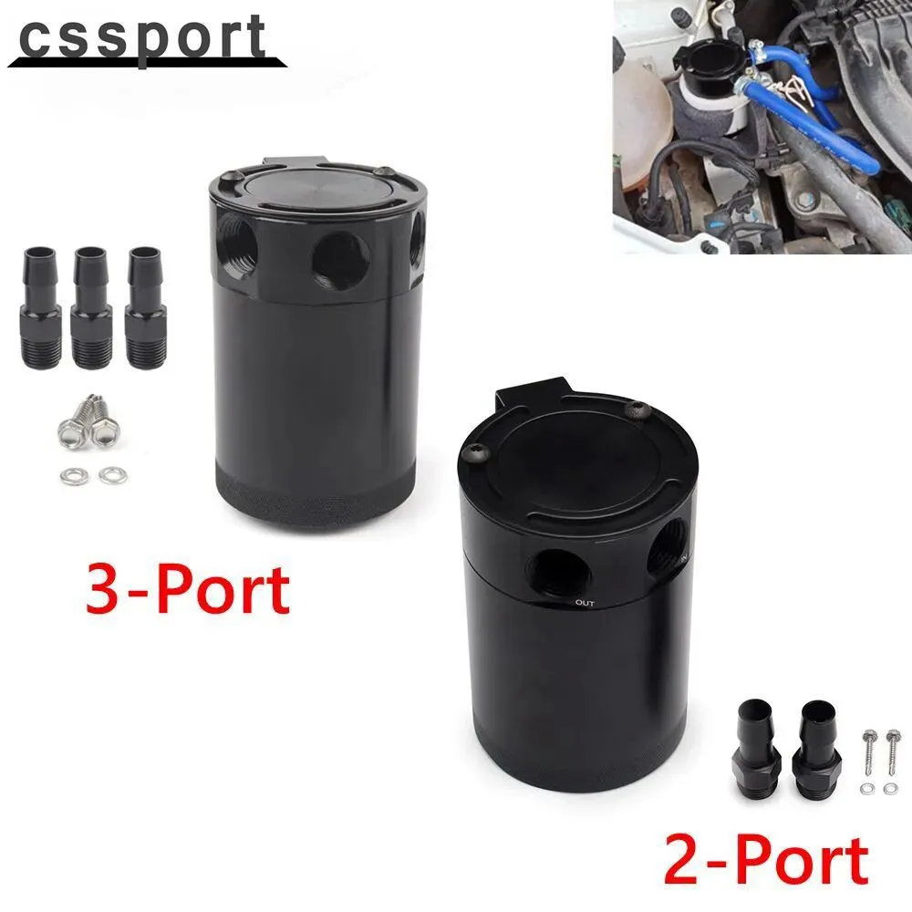 2-Port/3-Port Universal Car Racing Baffled Aluminum Oil Catch Can Tank Reservoir