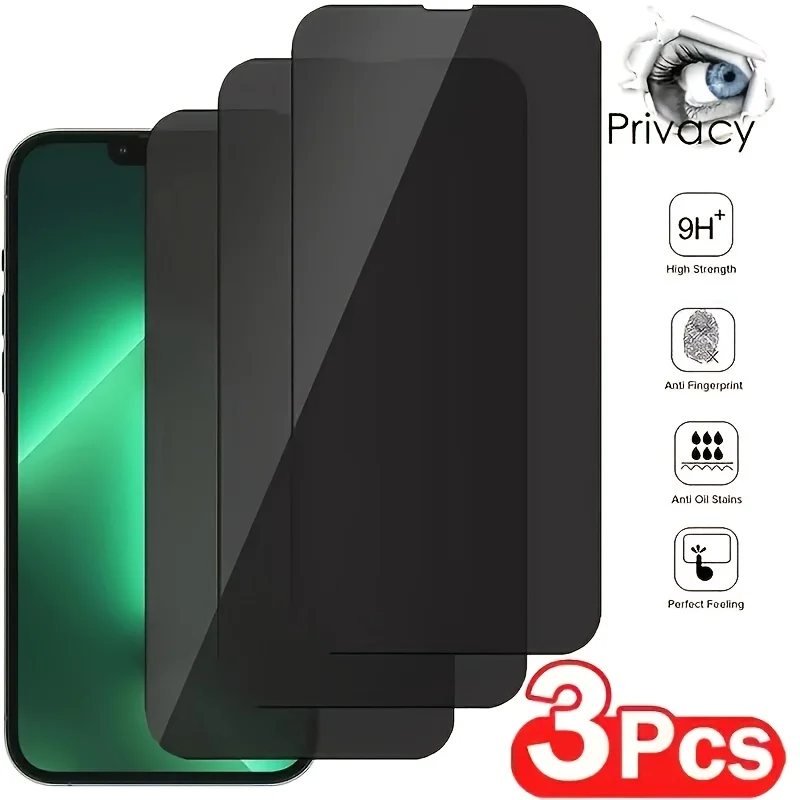 

3 шт. защитные пленки для экрана iPhone 11 12 13 14 15 16 17 Pro Max антишпионское закаленное стекло для iPhone 16 15 Plus 15 16 Pro