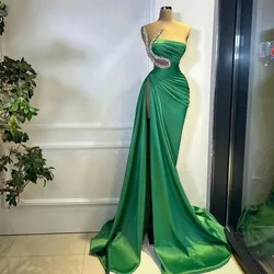 Luxury Mermaid Evening Dresses Glitter Off Shoulder Pleated Sexy High Side Slit Prom Dress Shiny Backless Party Gowns Customized