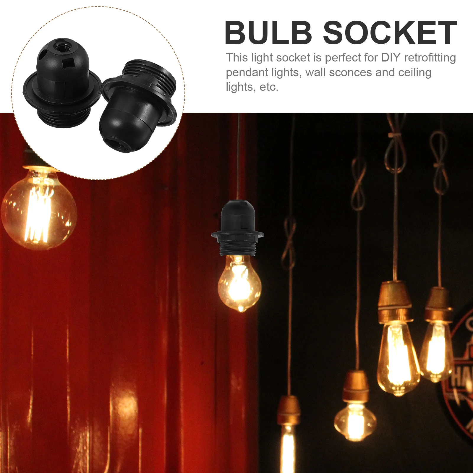 

4 Pcs E27 Lamp Head Socket Black Accessories for Desk Floor Lamps Ch eliers DIY Kits Plastic Parts Replacement