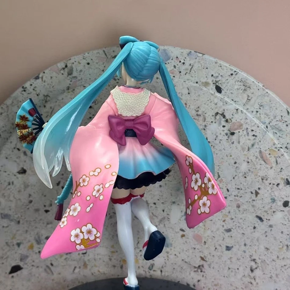 20cm Exquisite Hatsune Miku Kimono Anime Figure Cherry PVC Model Toys Kawaii Girl Figurine Collectible Doll Room Ornaments Gifts view 6