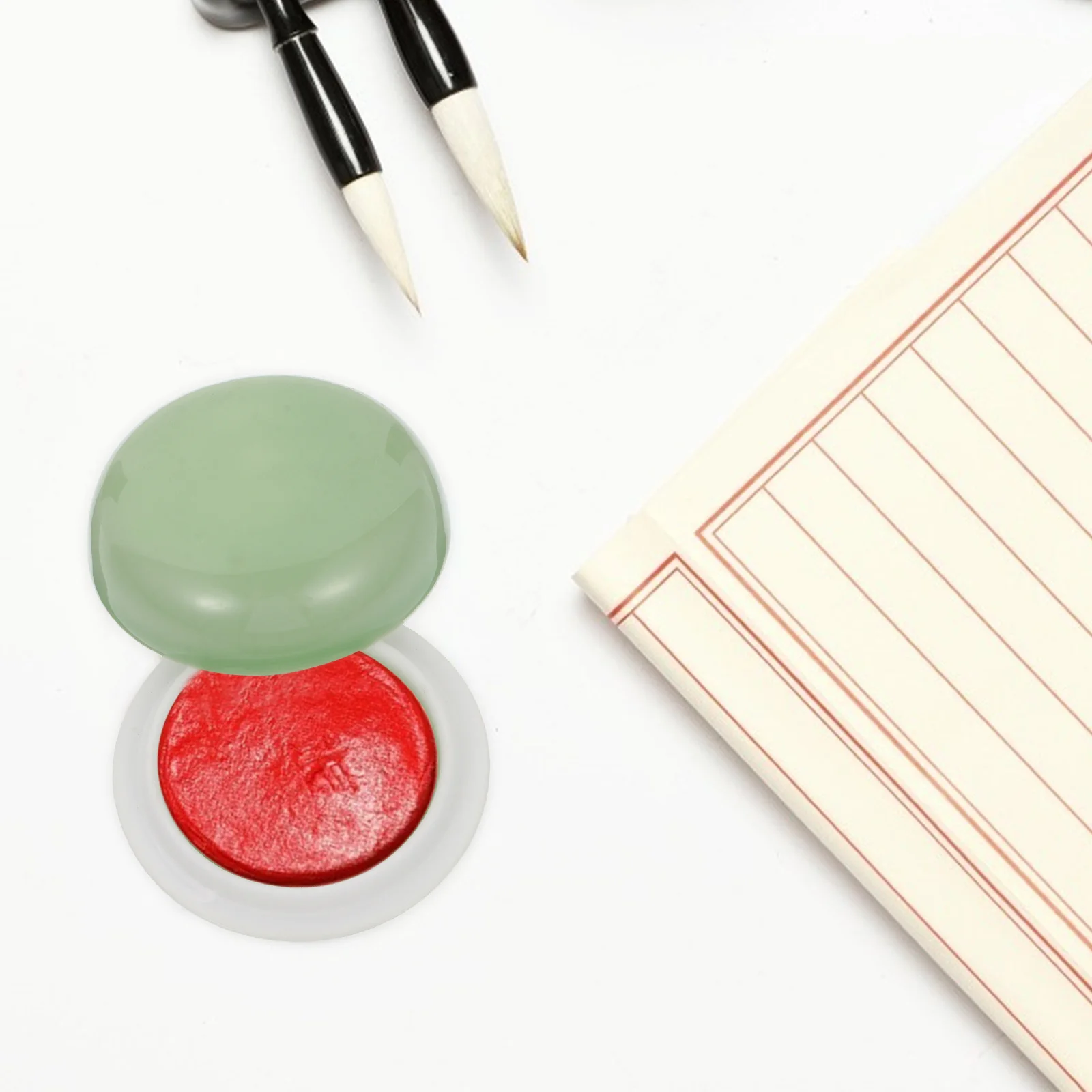 

1Pcs Ceramic Inkpad Box Porcelain Red Seal Inkpad Container Durable Compact Desktop Calligraphy Accessory