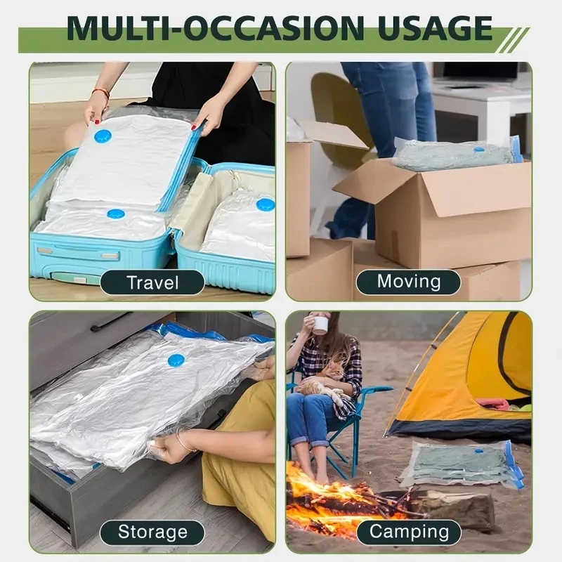 3/6/9-قطعة أكياس تخزين مفرغة جديدة مع مضخة كهربائية. أكياس موفرة للمساحة ضغط لحاف/بطانيات، ختم الملابس. 80% توفير المساحة va