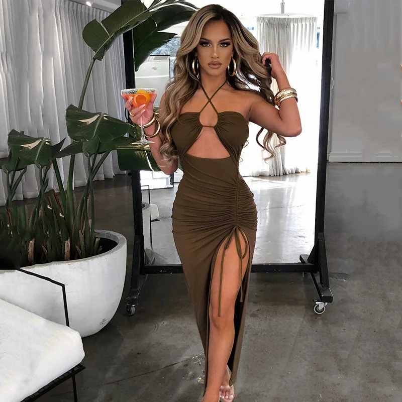 

Sleeveless Sexy Female Midi Backless Dresses Slim Night Club Party Women's Dress Bodycon Vestidos Elegantes Para Mujer